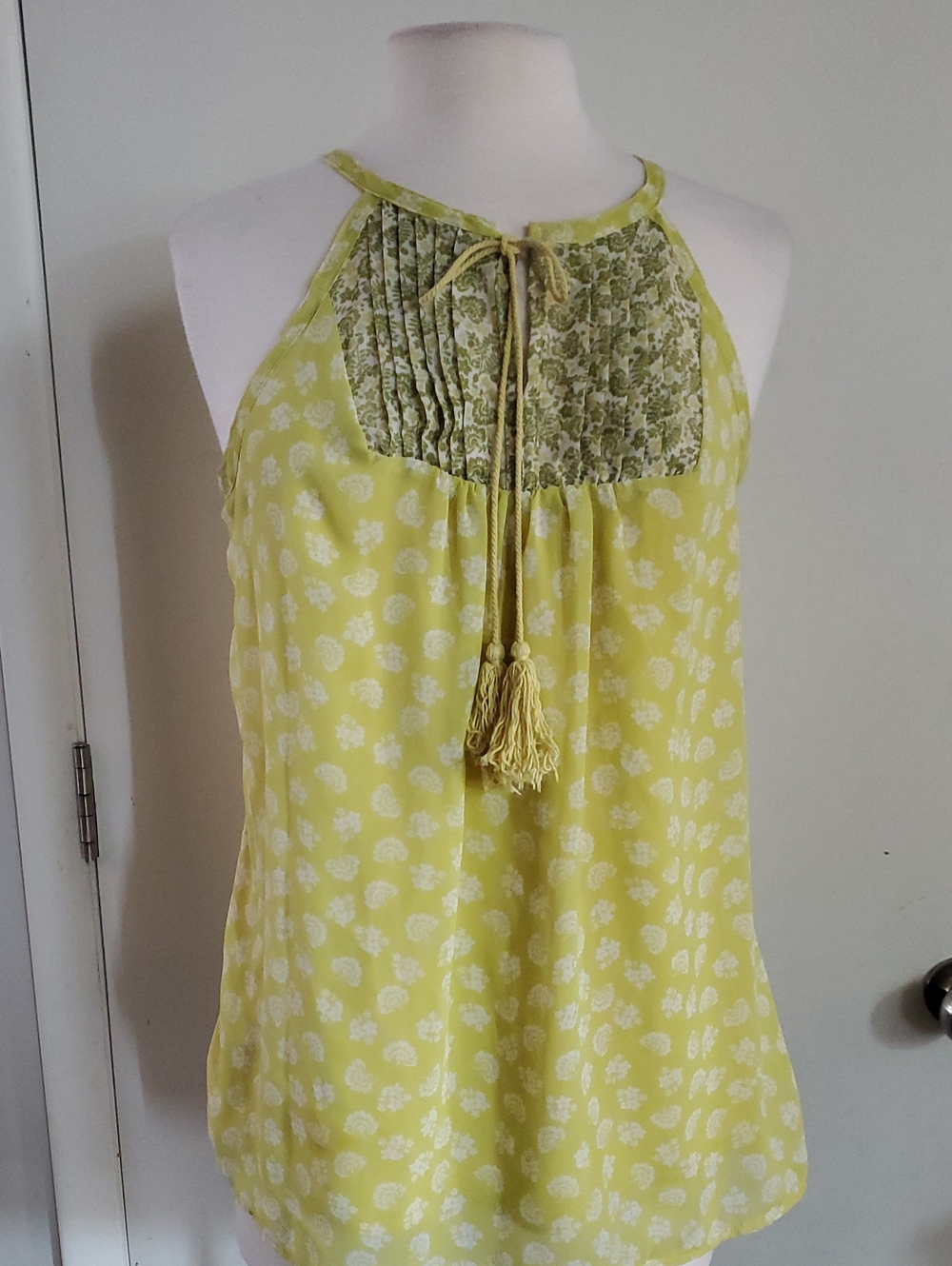 Elle Yellow Halter Camisole with Tassel Tie